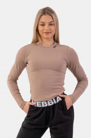ТОП ORGANIC COTTON RIBBED LONG SLEEVE TOP BROWN 415