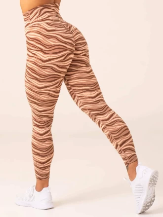 Легінси Ryderwear Unstoppable High Waisted Scrunch Leggings - Mocha Zebra