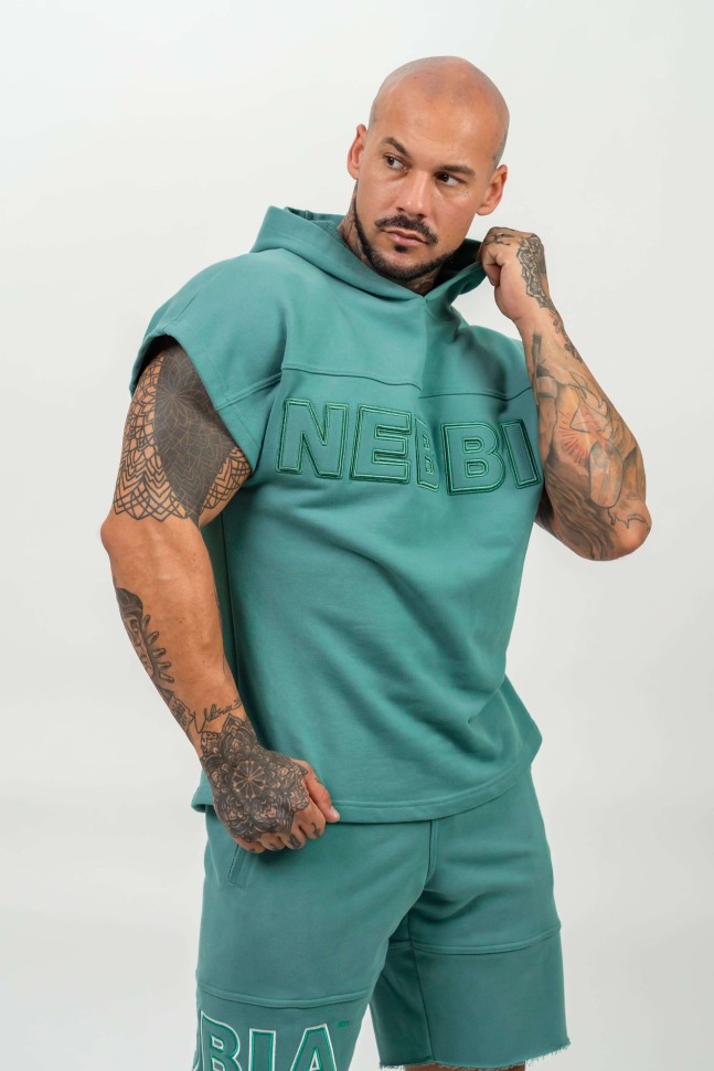 Nebbia Hooded T shirt Gym Rag top CHAMPION Green 706