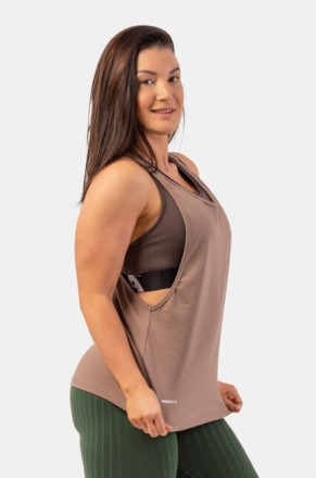 Майка Sleeveless Loose Cross Back Tank Top "Feeling Good" Brown 419
