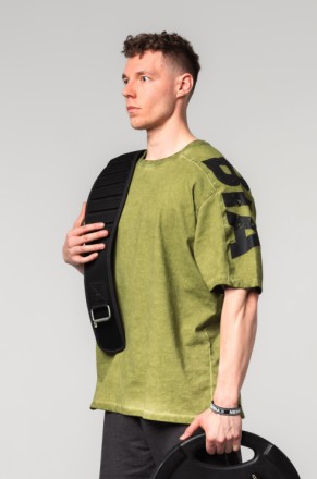 Футболка Nebbia Washed-off Oversized T-shirt LIFTING CLUB Green 368
