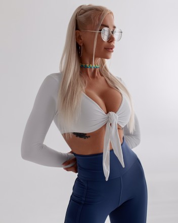 ТОП WHITE TOP WITH LONG SLEEVE AND TIE 