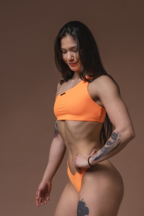 ТОП ONE SHOULDER BANDEAU BIKINI TOP ORANGE NEON 449