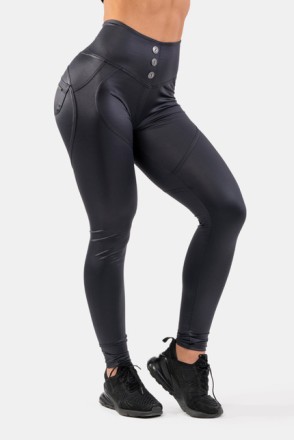 Штани HIGH WAIST GLOSSY LOOK BUBBLE BUTT PANTS VOLCANIC BLACK 586